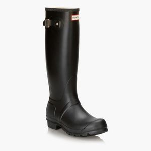 Hunter Original Gloss Tall Rain Boots with Fleece Liners